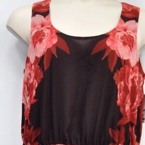 International Concepts Ghost Roses Black Multi Pink Roses Print Dress Size 0X